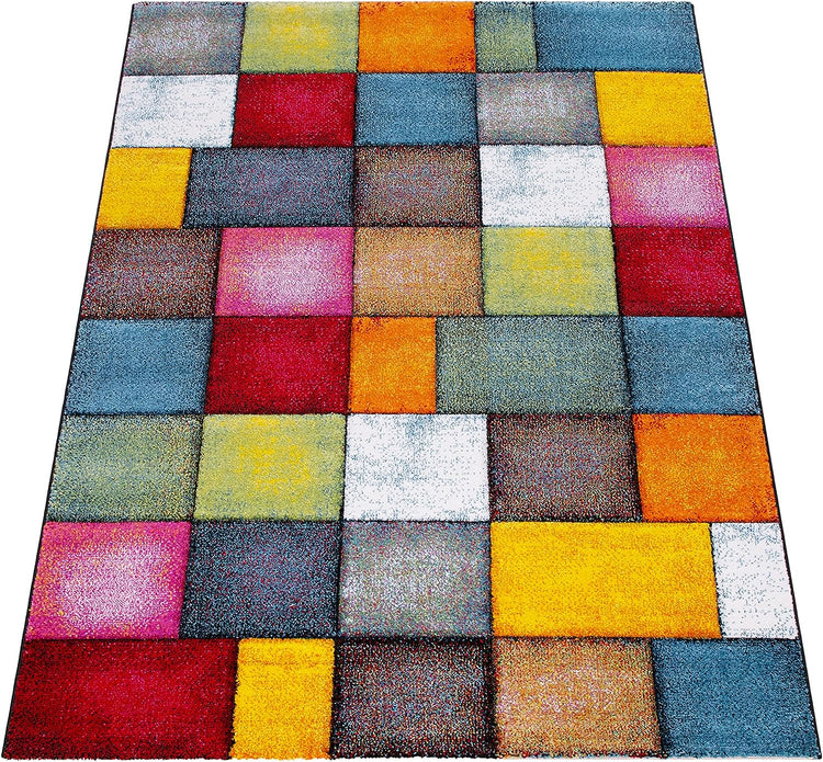 Large Rug Short Pile Livingroom Modern Geometric Pattern 3D, Size:160X230 Cm, Colour:Multicolored