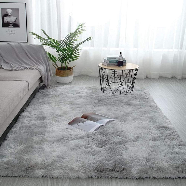 Plush Shaggy Area Rugs Silky Smooth Fur Rugs Modern Indoor Plush Fluffy Rugs Anti-Skid Playing Mat for Bedroom Living Room Floor Carpet Mat(Light Grey, 120 X 160 Cm)