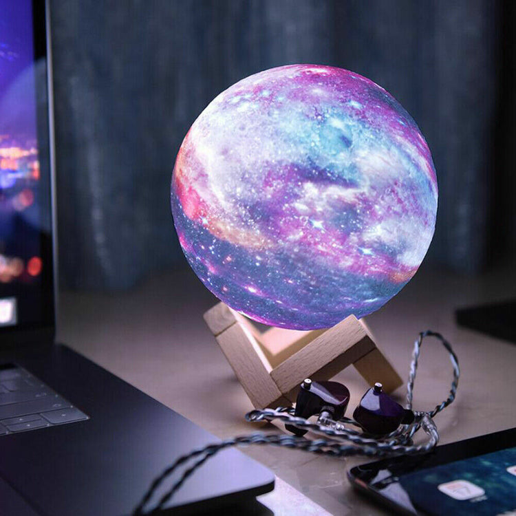 16 Colors LED USB Star Galaxy Moon Lamp W/ Stand Remote 3D Bedroom Night Light