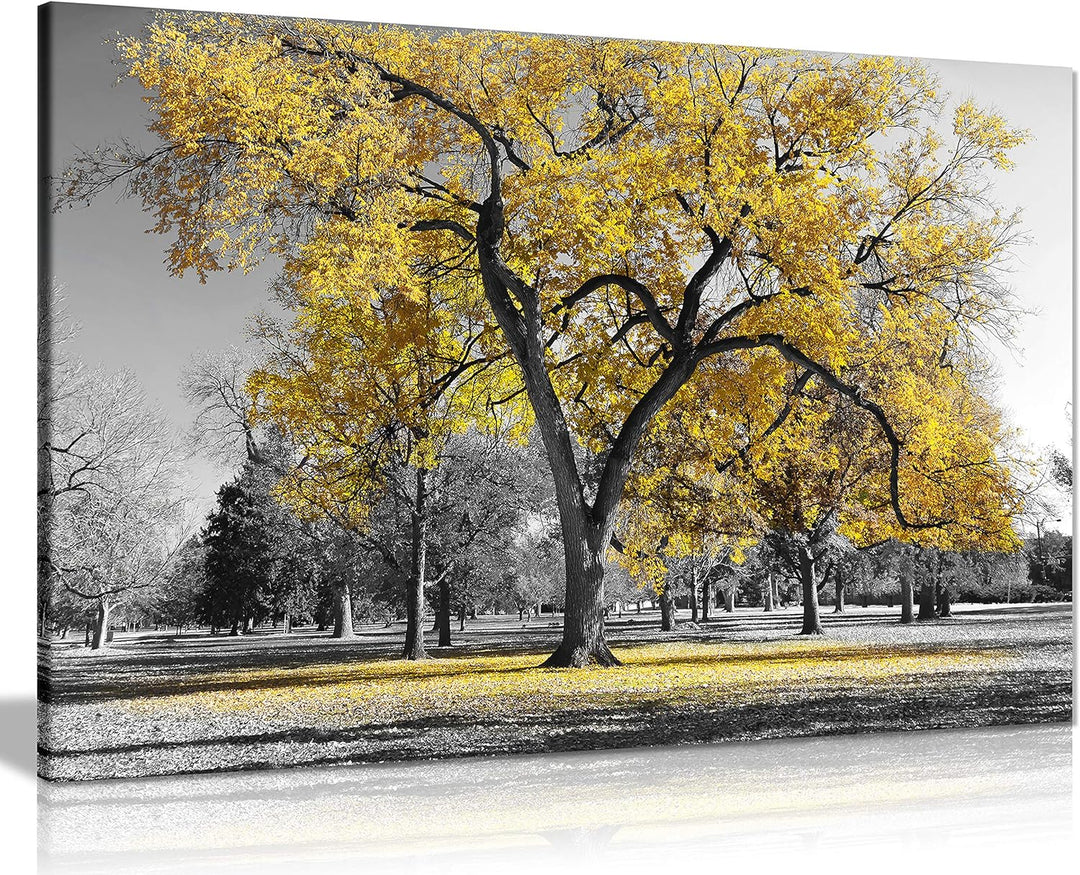 , Large Canvas Wall Art, Beautiful Living Room and Bedroom Framed Art, Quality Picture Prints for Walls, Nature Design, Large Tree Yellow Leaves, Print for Special Occasions (30X20 Inch)